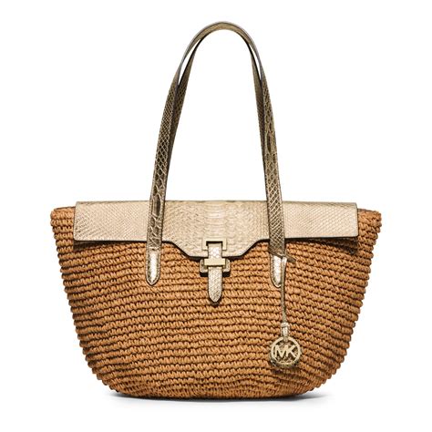 michael kors straw bag naomi|Naomi Large Straw Tote Bag .